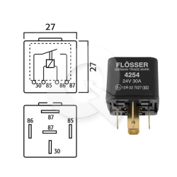 Relé 24V 5P 87 FLOSSER S/...