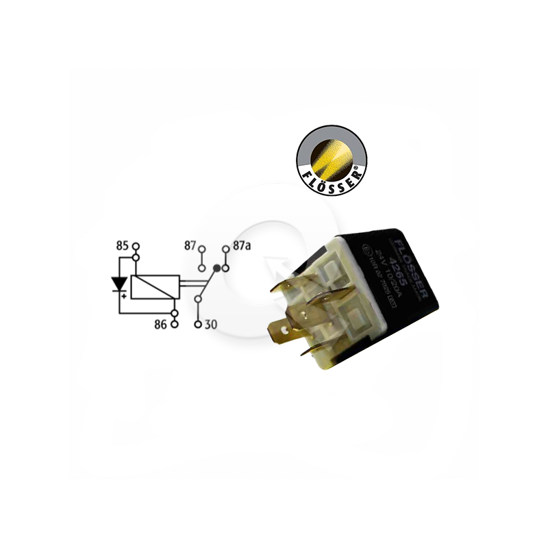 Relé 24V 5P 87 y 87A FLOSSER C/ Diodo 4265